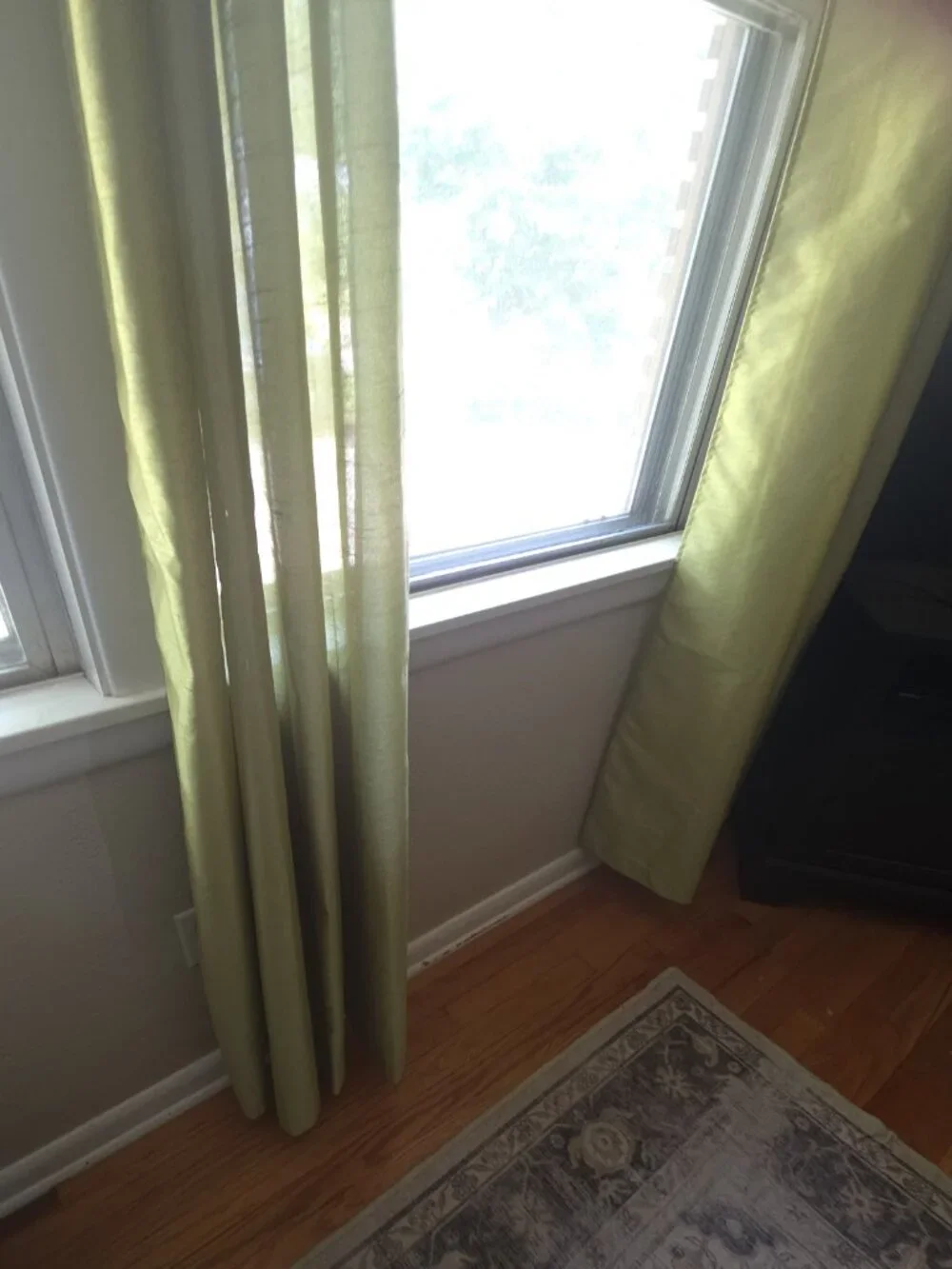 Mira Lime Green Faux Silk Semi Sheer Grommet Curtain Panels Set of 2 | 84x58